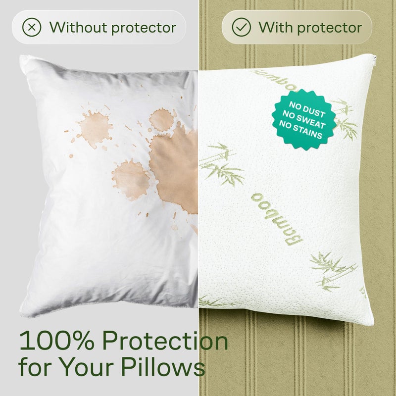 Niagara Sleep Solution Cloud-Like Pillow Protectors with Zipper Queen Size - Breathable Cooling Pillow Covers for Hot Sleeprers - 100% Resistant to Stains, Dust & Dirt (Green 2-Pack) - Image 2